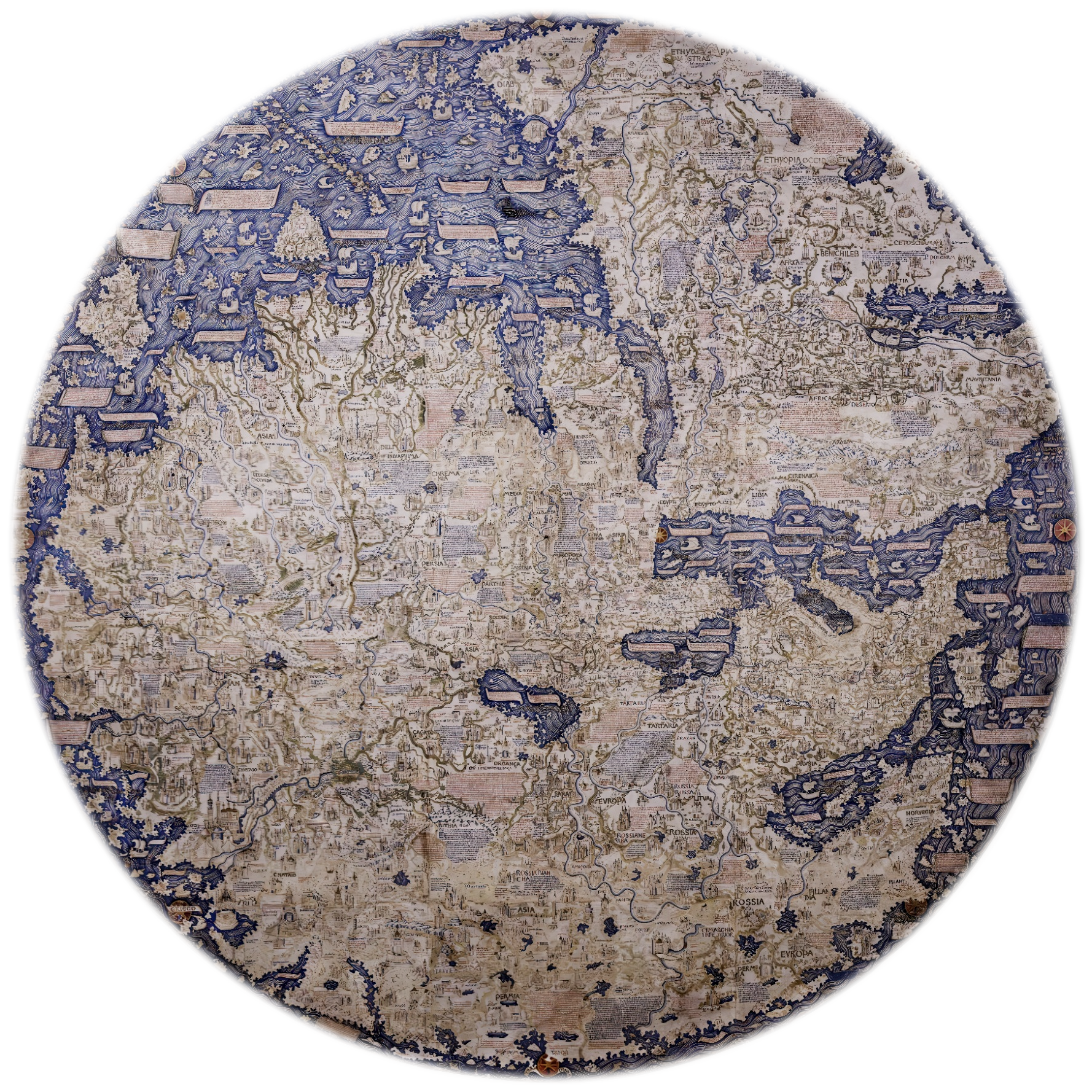 The complete circular Fra Mauro world map.